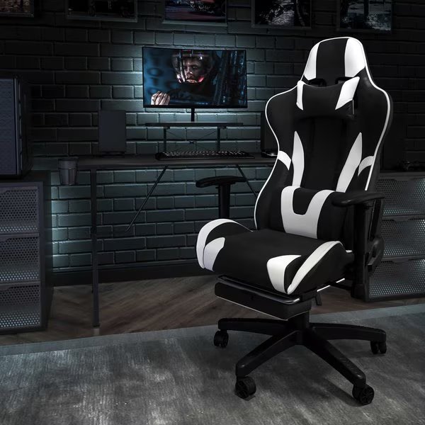 Black Reclining Gaming Chair with Footrest, Flash Furniture, Mfr#: CH-187230-BK-GG